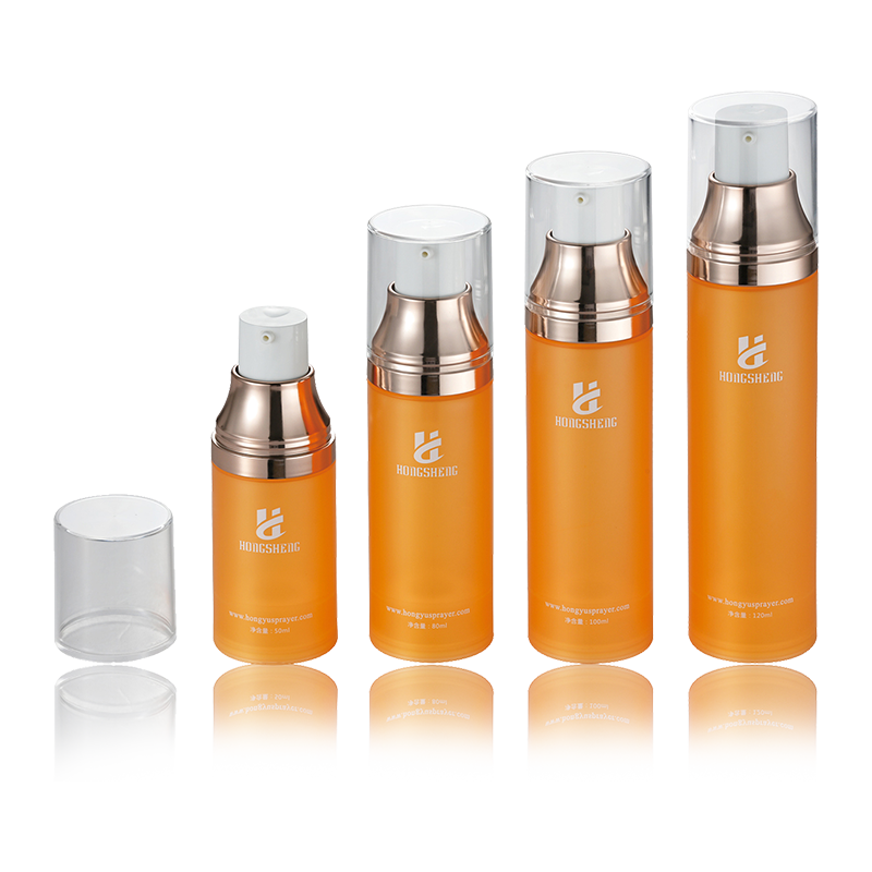 50ML-120ML Oranžová láhev s bezvzduchovým tlakovým čerpadlem-HS-017D